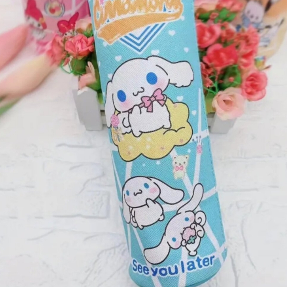 NEW Sanrio's Cartoon Barrel Pencil Pouch Cinnamaroll Blue School Office Work